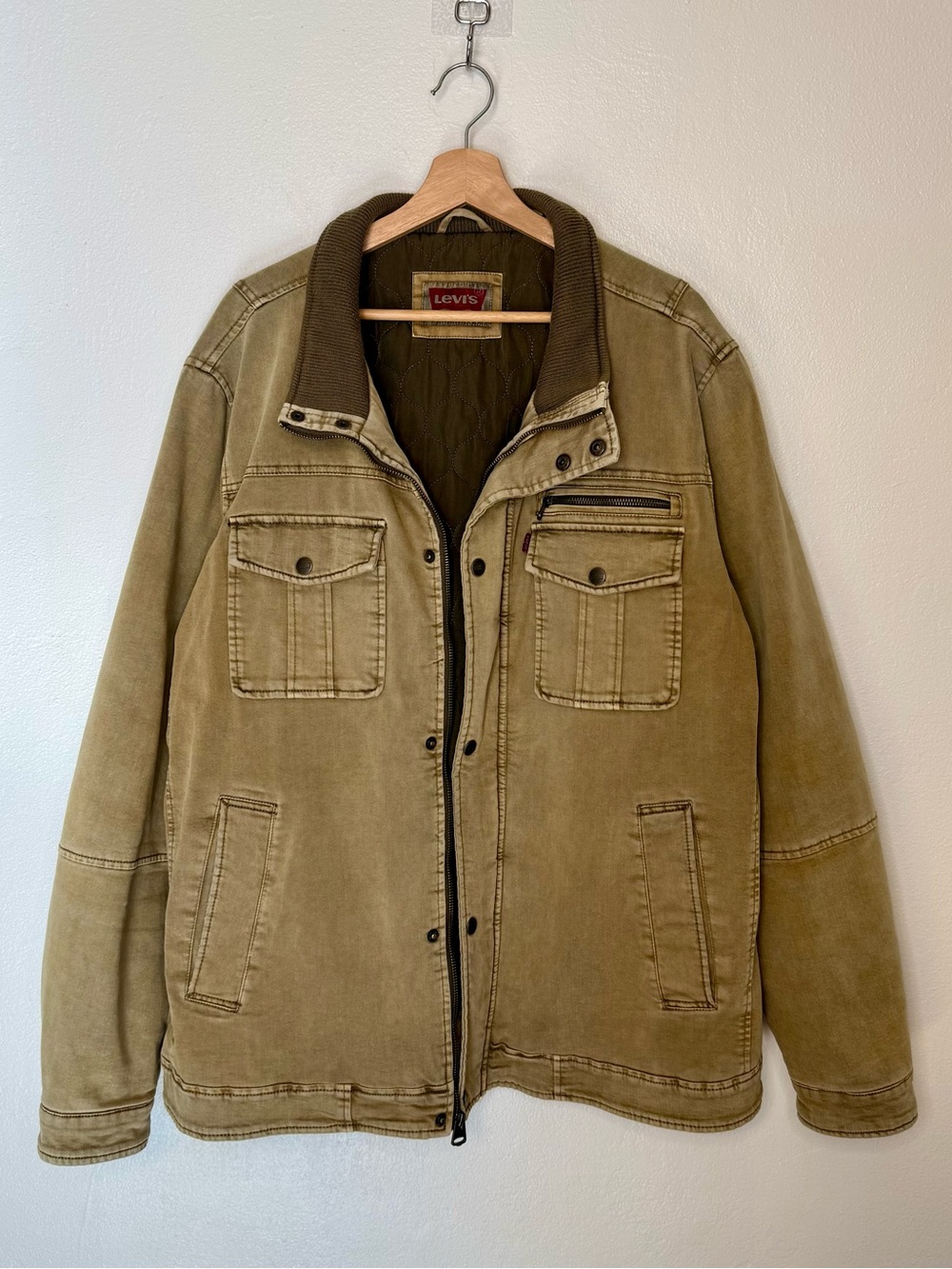 Levi's Men's Canvas Utility Field Jacket Khaki Tan Brown Workwear Coat Size XXL